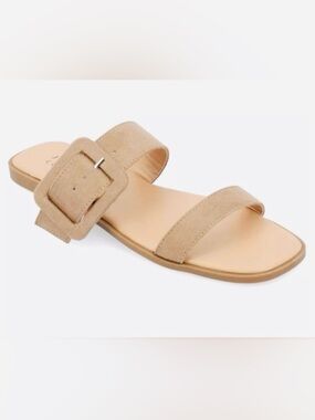 Journee Collection Kerri’s Wide Buckle Sandals | Sz. 5.5M | Color: Taupe (NWB)
